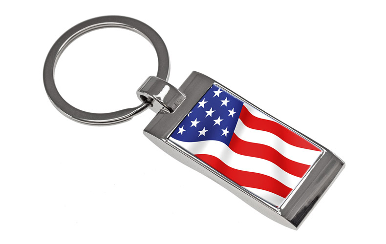 USA Flag Speed - Die Cast Key Tag